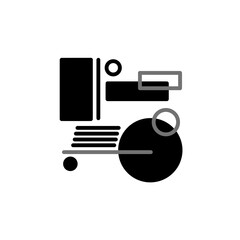 Vector illustration of random abstract geometric shapes black and white