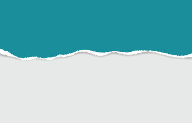Realistic paper tear design featuring teal and light gray layers with irregular torn edges, minimal style and depth for banners, headers, or creative templates.