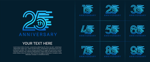 Anniversary logo type set with double line number. blue color can be use special moment