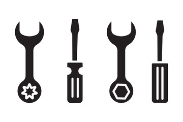 Tools icon logo design. tool sign and symbol. setting icon. Wrench and screwdriver. Service, repair