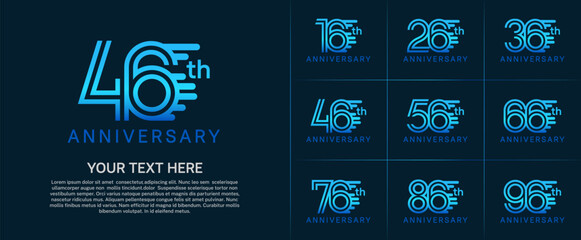 Anniversary logo type set with double line number. blue color can be use special moment