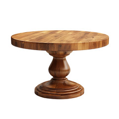 Elegant round wooden pedestal table with smooth polished surface