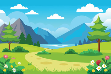 Serene Mountain Lake Landscape A Picturesque Springtime Vista