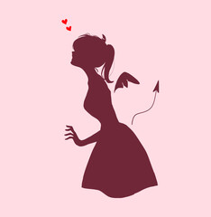 恋する女性　サキュバス　横側　シルエット