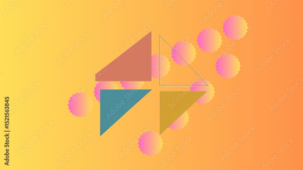 Aufkleber abstract geometric background with triangles and circles in pastel colors for modern design projects
