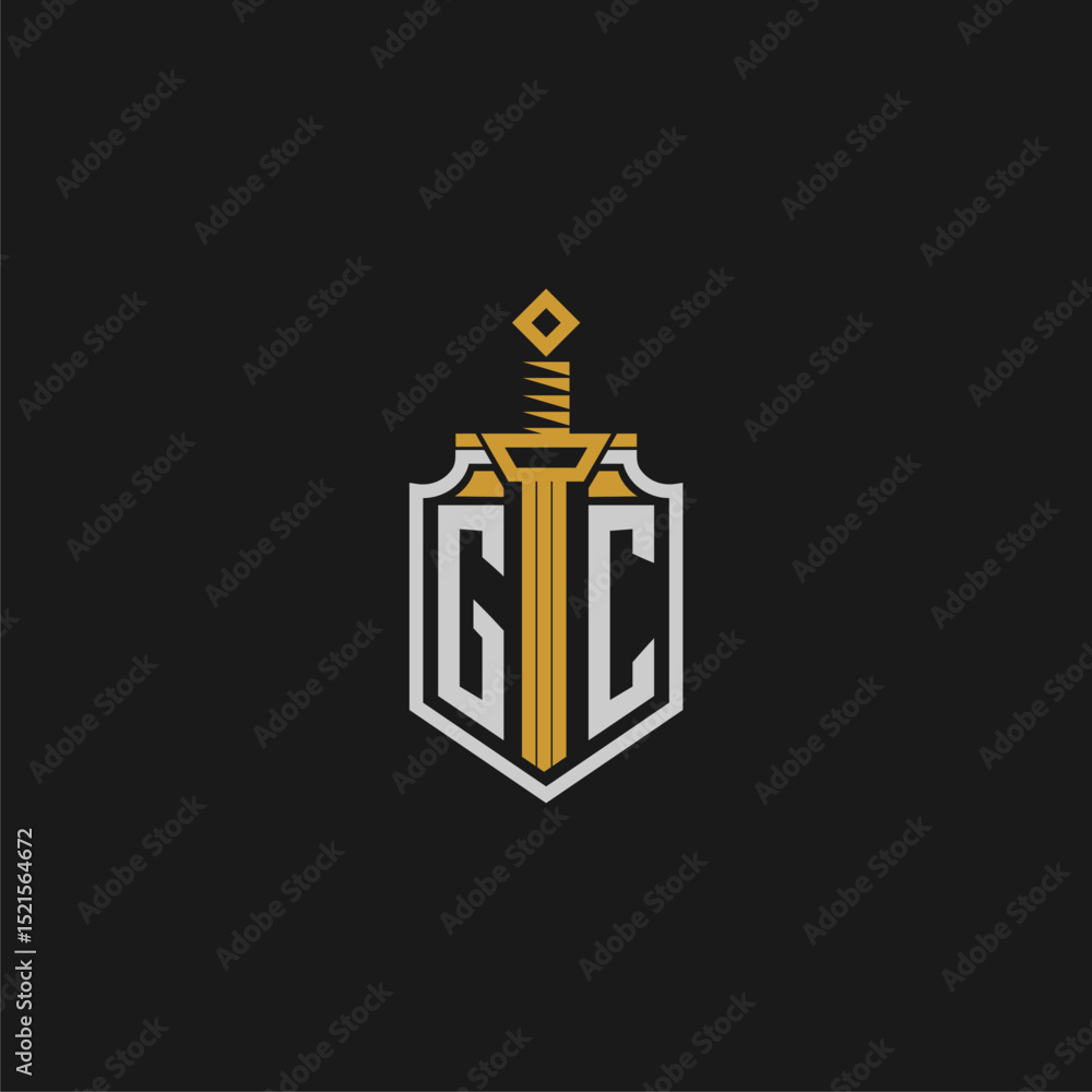 Fototapete gc initial monogram for shield and sword style image