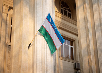 Flag of Uzbekistan, waved outdoor