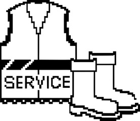Service uniform high visibility vest and sturdy boots in minimalist design