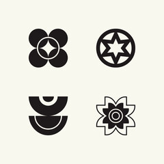 Mid century modern flowers vectors. Simple geometric icons.