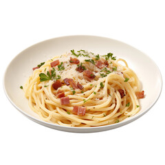 Italian Pasta carbonara with beacon