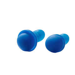 Pair of soft silicone earplugs, isolated on a empty plain background