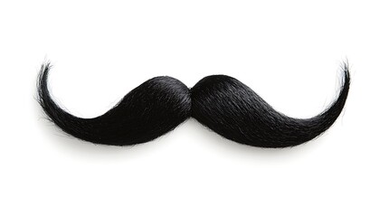 Classic black handlebar mustache on a white background adds a touch of whimsy