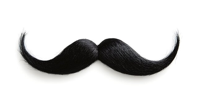 Classic black handlebar mustache on a white background adds a touch of whimsy