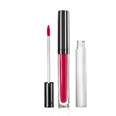 Obraz premium Glossy lip gloss tube with applicator, isolated on a empty plain background