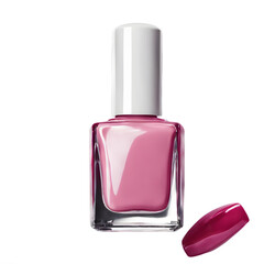 Small bottle of vibrant nail lacquer, isolated on a empty plain background
