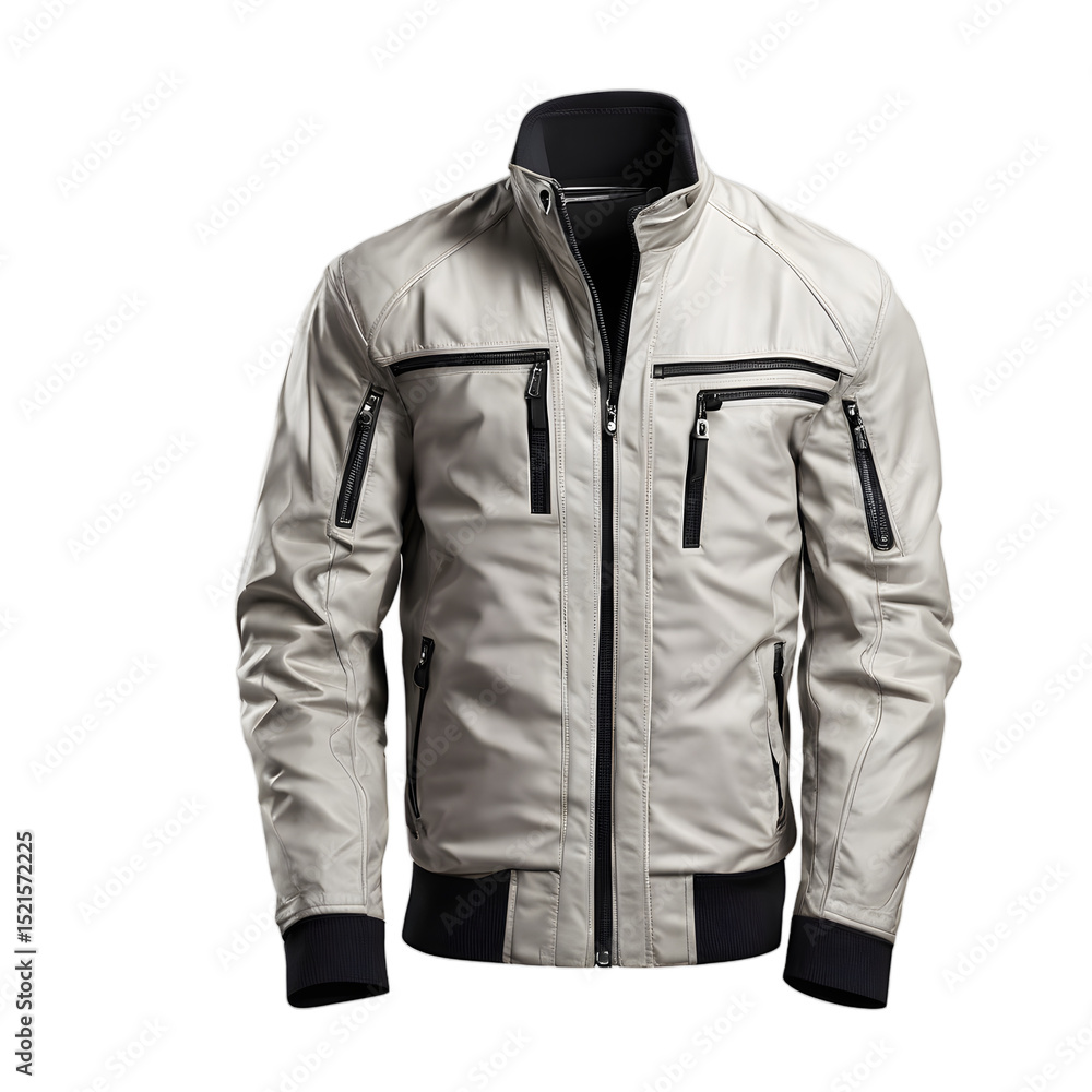 Poster Casual jacket with zipper front, isolated on a empty plain background