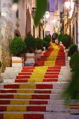 Obraz premium Spanish flag steps in Calpe, Spain
