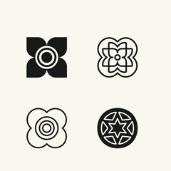 Mid century modern flowers vectors. Simple geometric icons.