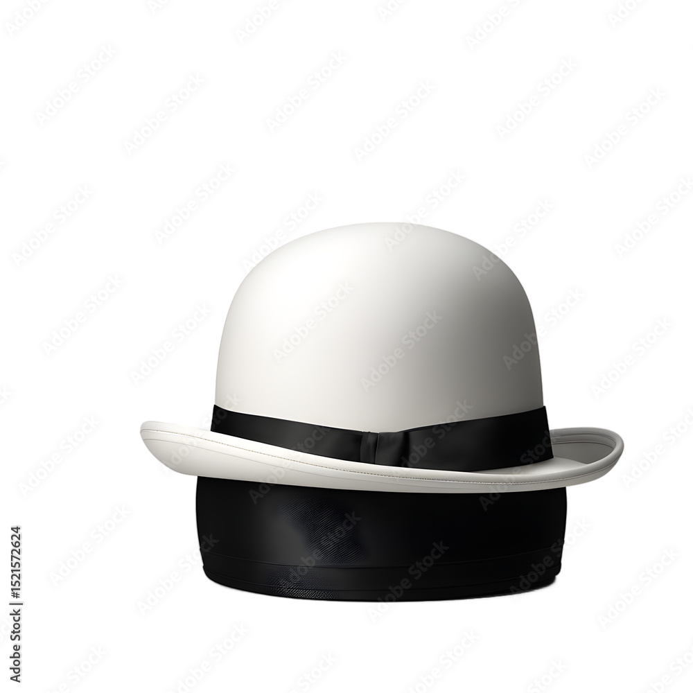 Poster classic black bowler hat with round crown, isolated on a empty plain background