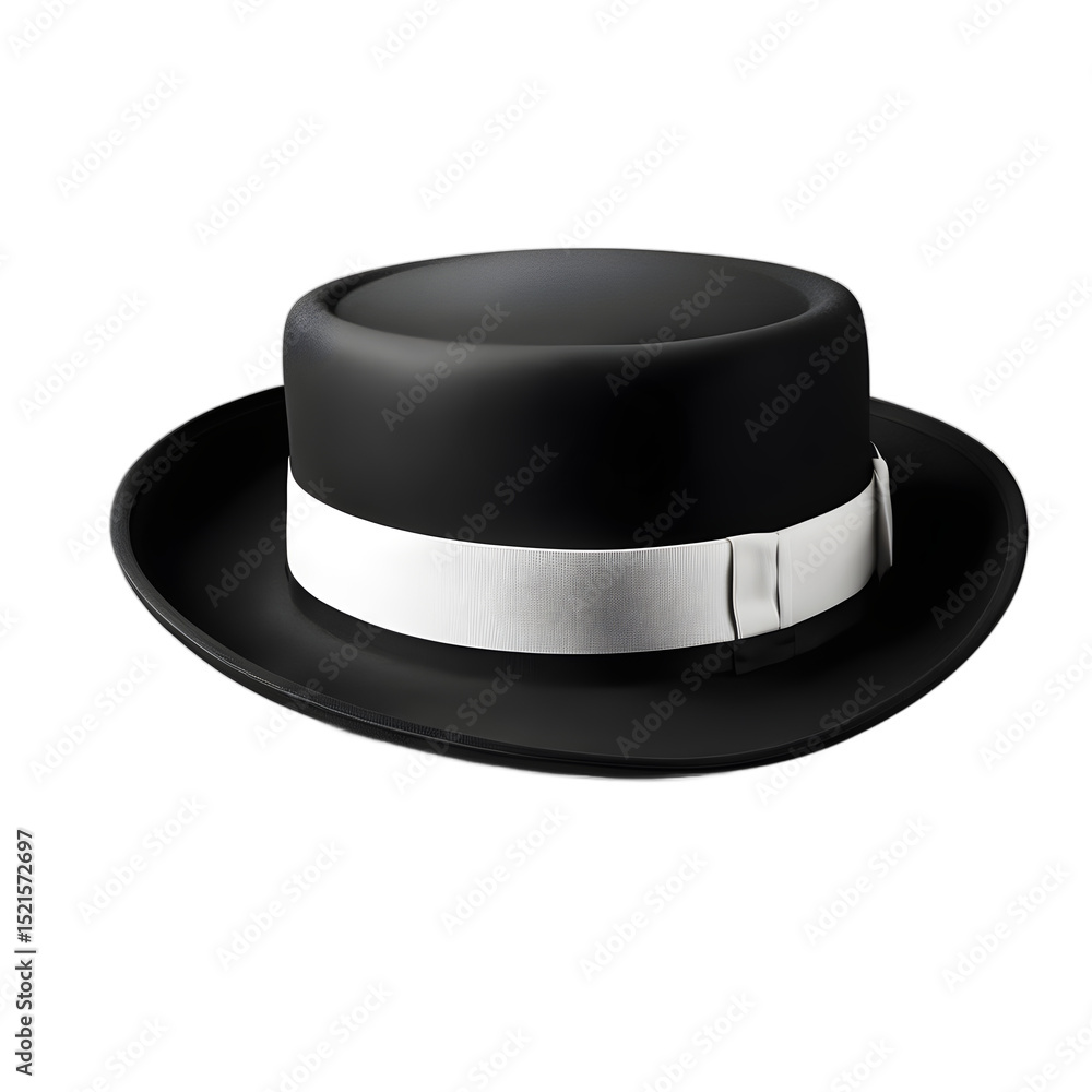 Poster classic black bowler hat with round crown, isolated on a empty plain background