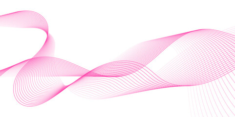 Fototapeta premium White background with pink flowing wave lines. Vector illustration.
