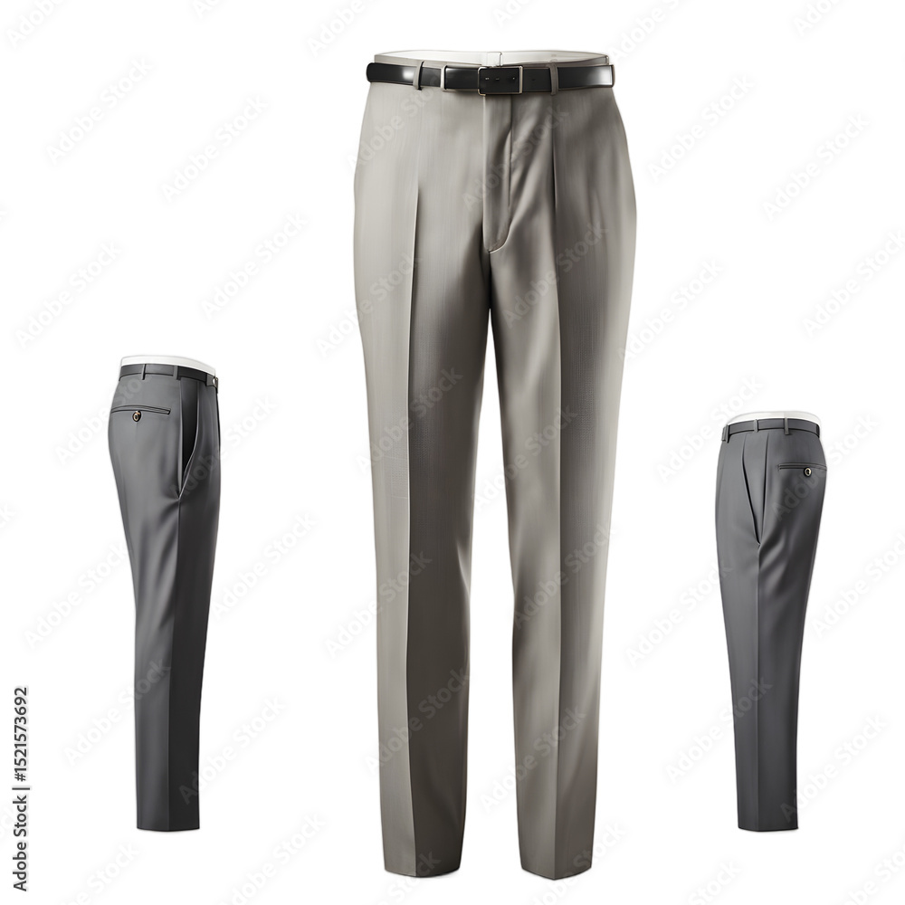Poster Formal trousers with a tailored cut, isolated on a empty plain background