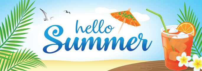 BANNER HELLO SUMMER 2. Vector illustration.