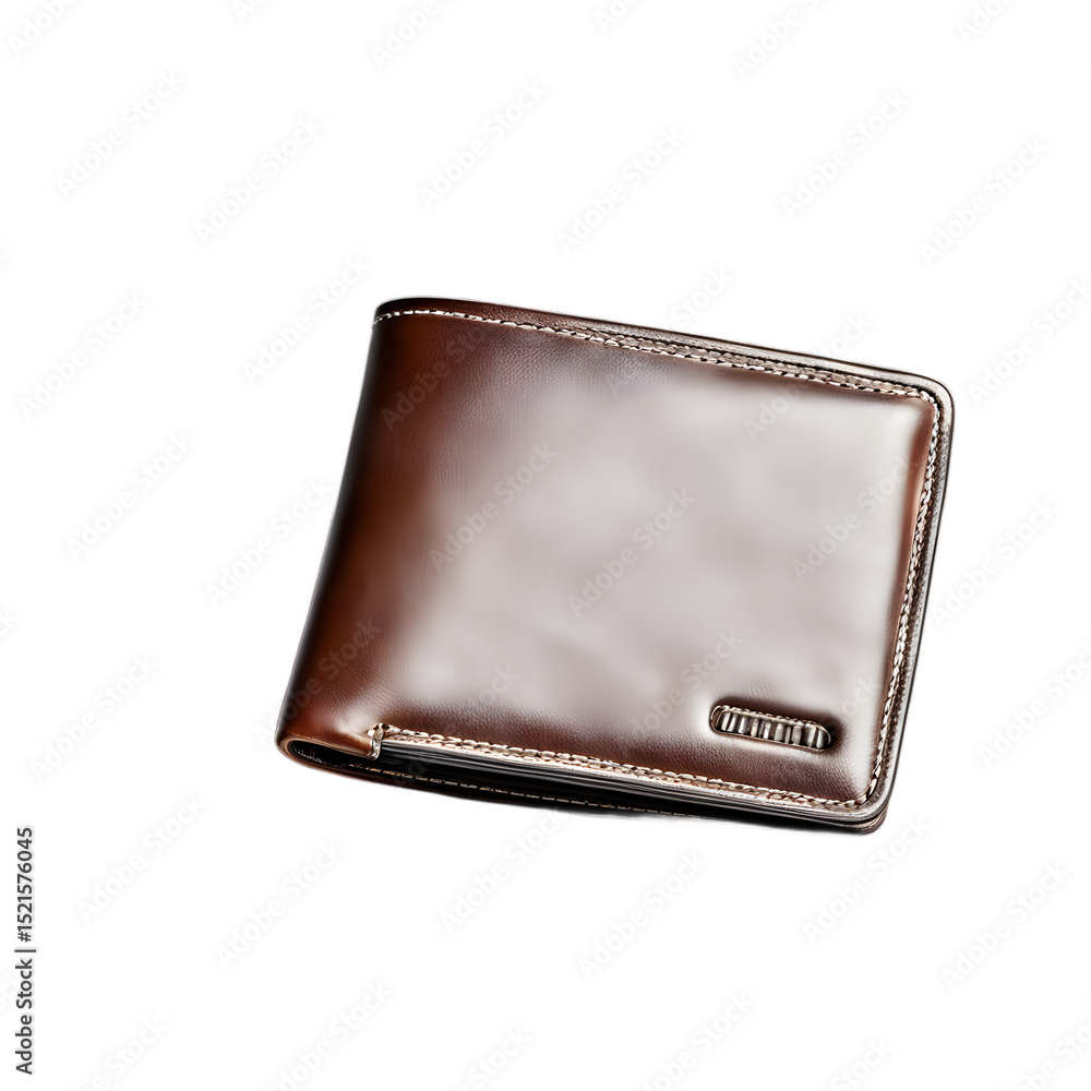 Poster Leather wallet with visible stitching, isolated on a empty plain background