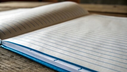 Lined Notebook Paper Background with Blue Margins & Shadow


