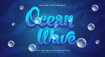 Ocean Wave inflated Style 3d editable text effect template
