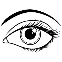 Vector illustration of a human eye icon with an iris and pupil, symbolizing vision, beauty, and art