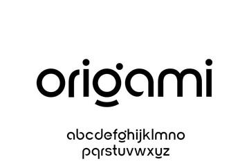 word of origami. modern minimalist clean alphabet font. lowercase bold and  round typography vector illustration design