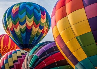 Vibrant Hot Air Balloons Soaring Against a Cloudy Sky