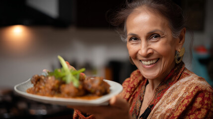Senior woman cooking.