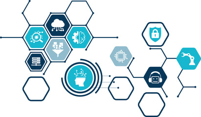 AI Powered Search Engines artificial intelligence drive digital marketing, SEO automation. Vector illustration