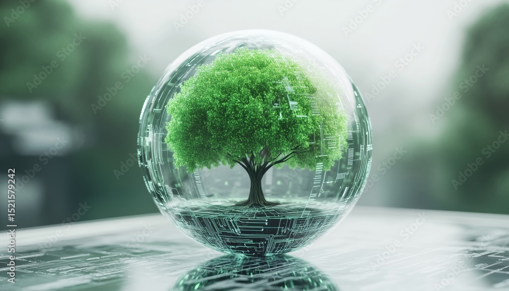 Poster the growth of a tree on a digital ball: exploring digital and technology convergence in abstract blu