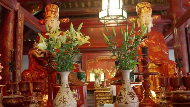 Altar Inside the Temple of Literature in Hanoi: Honoring Confucian Legacy