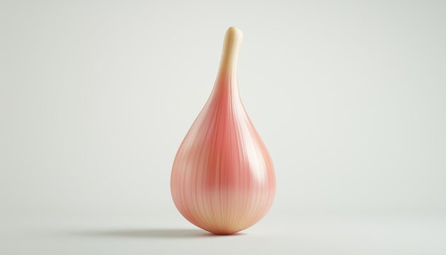 French Echalion Shallot On White: A Single Whole Banana Shallot Displayed Beautifully On A White Background. A Unique And Elegant Vegetable.