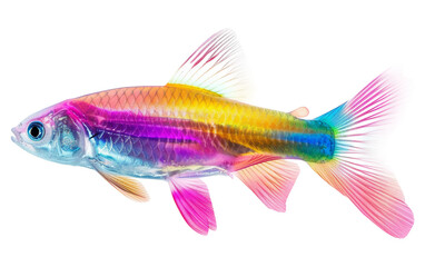 Fototapeta premium Bright and Radiant Fish Depicted in a Full Spectrum of Colors Isolated on Transparent Background