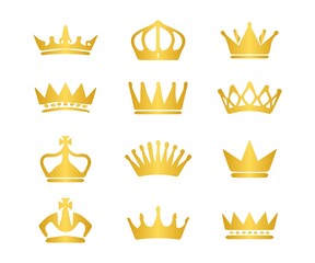 golden crown icon illustration pack of crown
