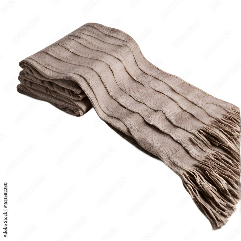 Aufkleber wool scarf with fringed ends, isolated on a empty plain background