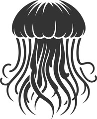 Jellyfish silhouette vector underwater fish drawing