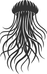 Jellyfish silhouette vector underwater fish drawing