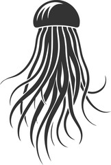 Jellyfish silhouette vector underwater fish drawing
