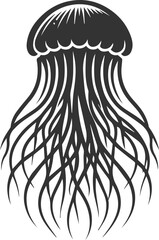 Jellyfish silhouette vector underwater fish drawing