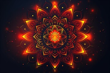 A vibrant mandala pattern red colour with black  background