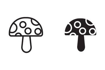Mushrooms icon set, Black silhouette Vector designs elements template icons, mushroom farm logo vintage , fungus mold clip art psychedelic groove element decoration sticker, on transparent background