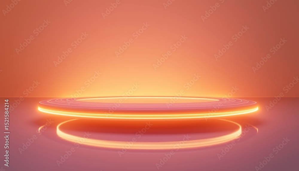 Poster futuristic sci-fi abstract technology: glowing neon lights, fast speed, and virtual reality in empty