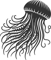 Jellyfish silhouette vector underwater fish drawing