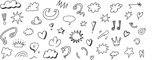 Hand-drawn doodle elements isolated on white background